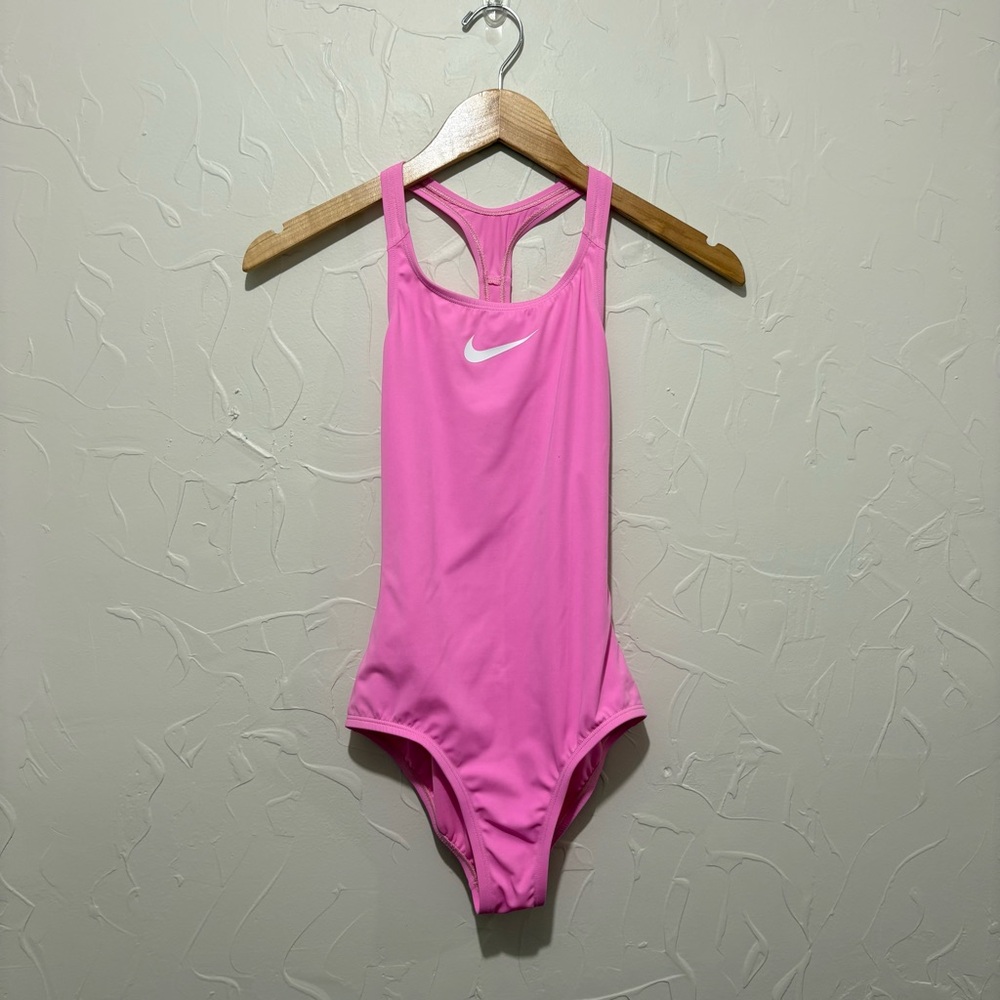 Nike bubblegum pink full-coverage one piece swimsuit (large youth)